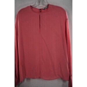 REISS Alana Long Sleeve Keyhole Blouse Pink Coral Balloon Buttoned Cuff Size 8
